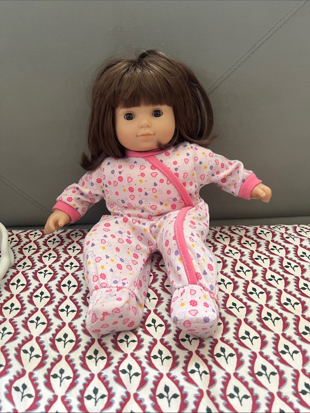 American Girl Brown-Haired Doll in Pink Printed Sleeper